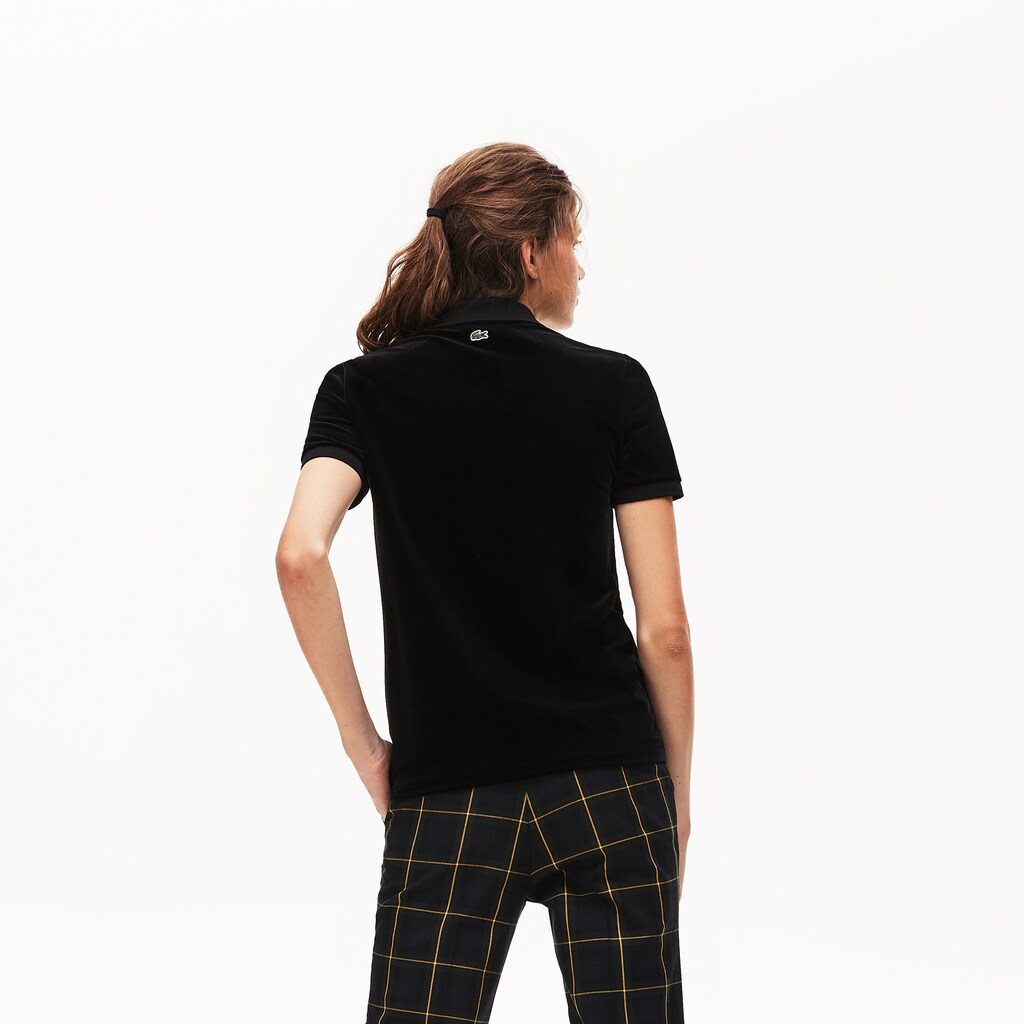 Women's LIVE Slim Fit Golden Signature Velvet Polo Shirt / Lacoste