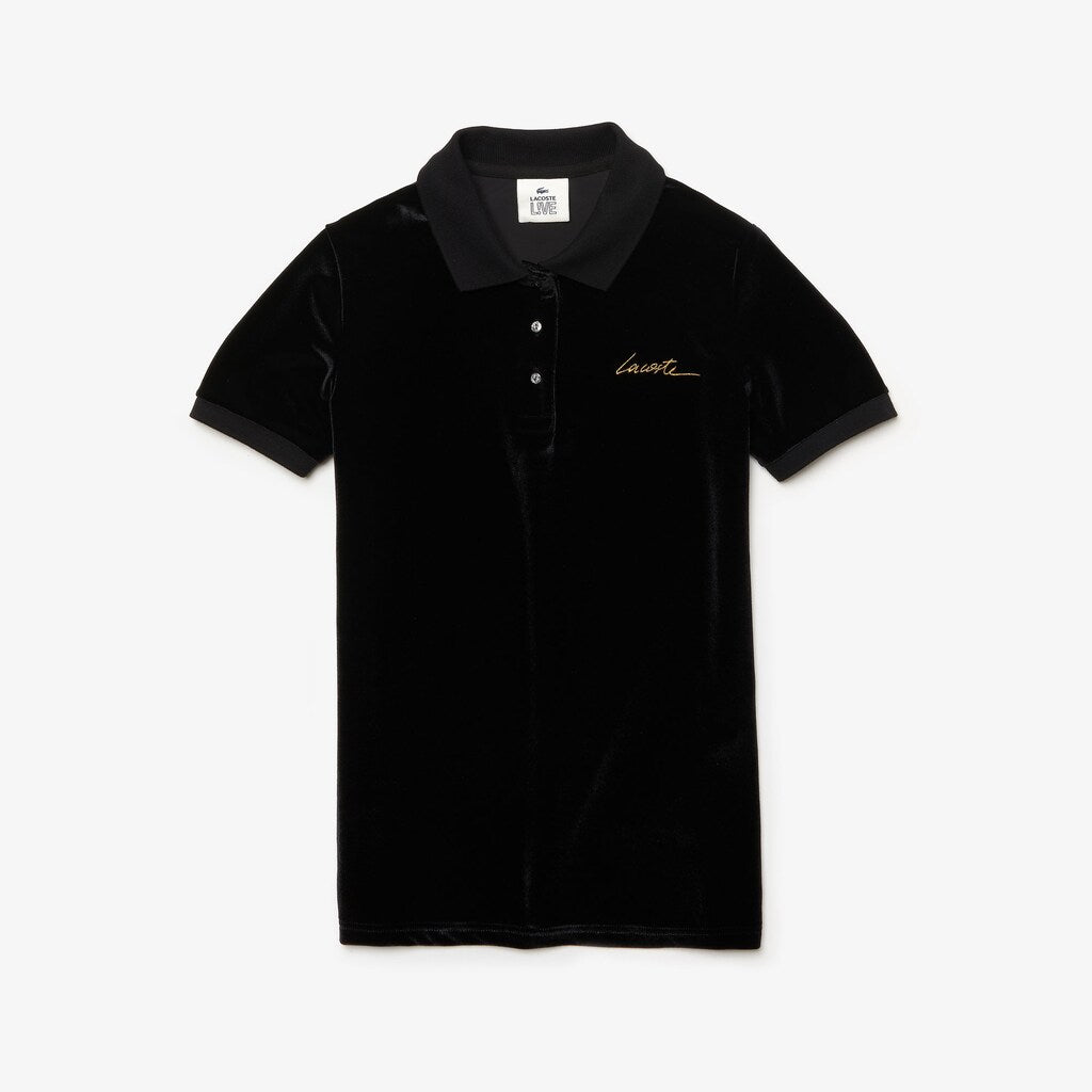 Women's LIVE Slim Fit Golden Signature Velvet Polo Shirt / Lacoste