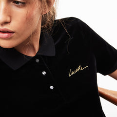 Women's LIVE Slim Fit Golden Signature Velvet Polo Shirt / Lacoste