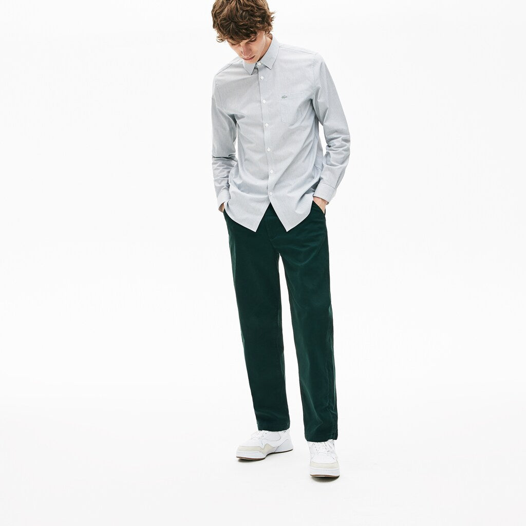 Men's Loose Fit Textured Stretch Cotton Chinos / Lacoste