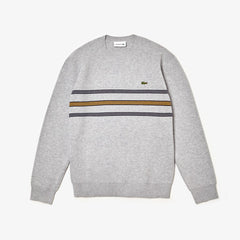 Men's Crewneck Striped Texturized Piqué Sweater / Lacoste