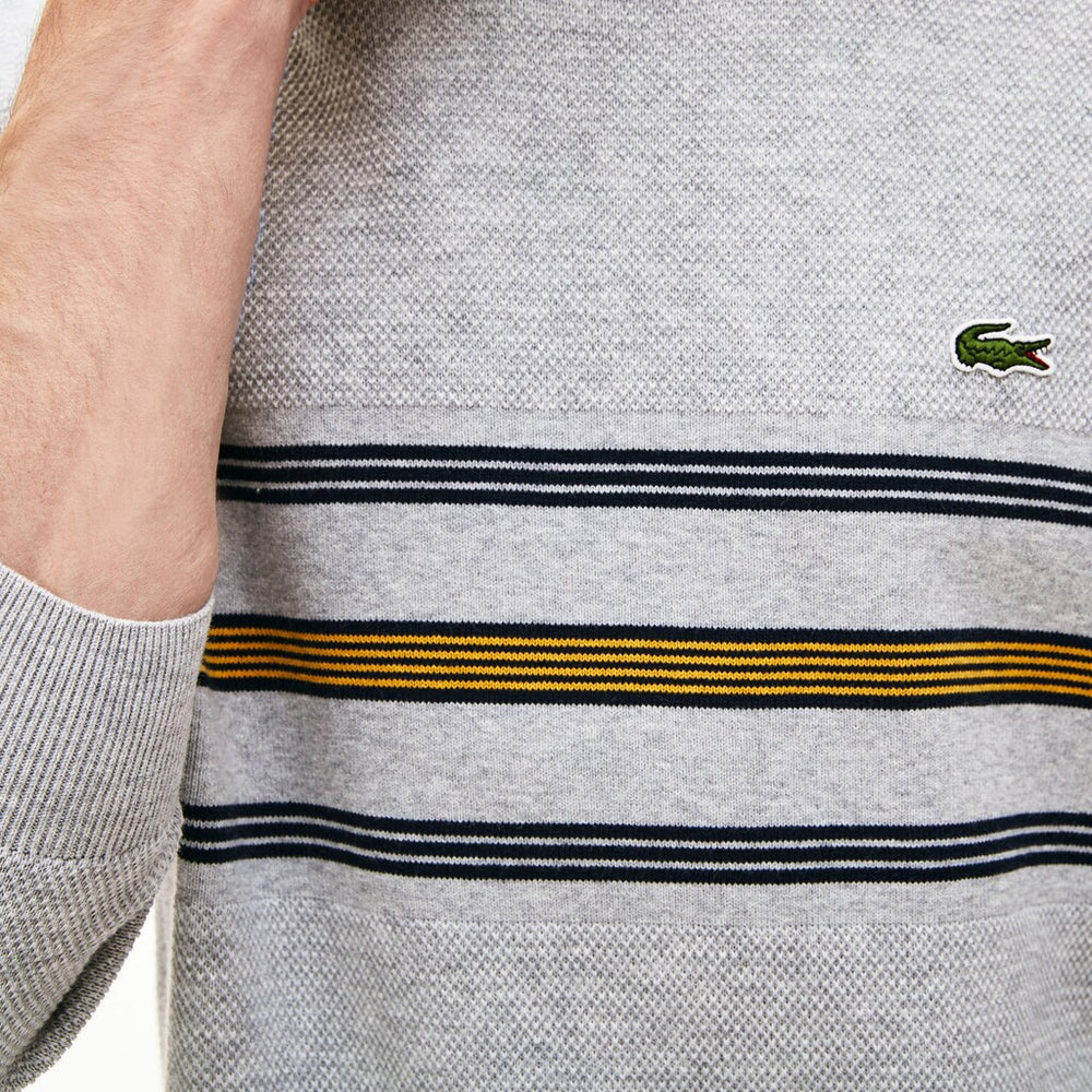 Men's Crewneck Striped Texturized Piqué Sweater / Lacoste