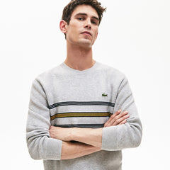 Men's Crewneck Striped Texturized Piqué Sweater / Lacoste