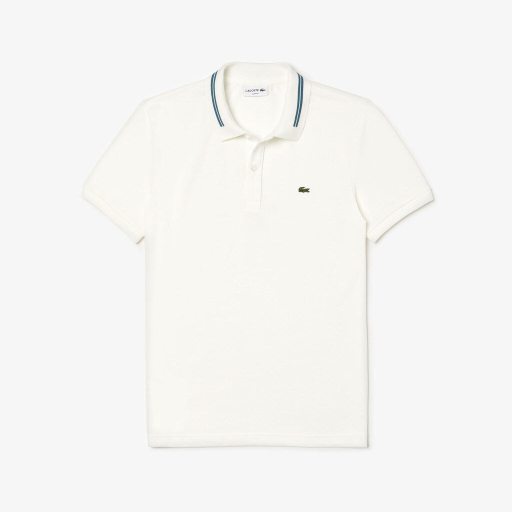 Men's Slim Fit Stripe-Accented Cotton Piqué Polo / Lacoste