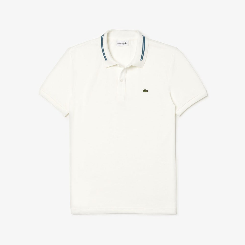 Men's Slim Fit Stripe-Accented Cotton Piqué Polo / Lacoste