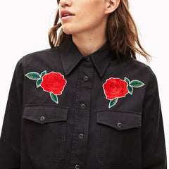 Women's LIVE Rose-Embroidered Cotton Shirt / Lacoste