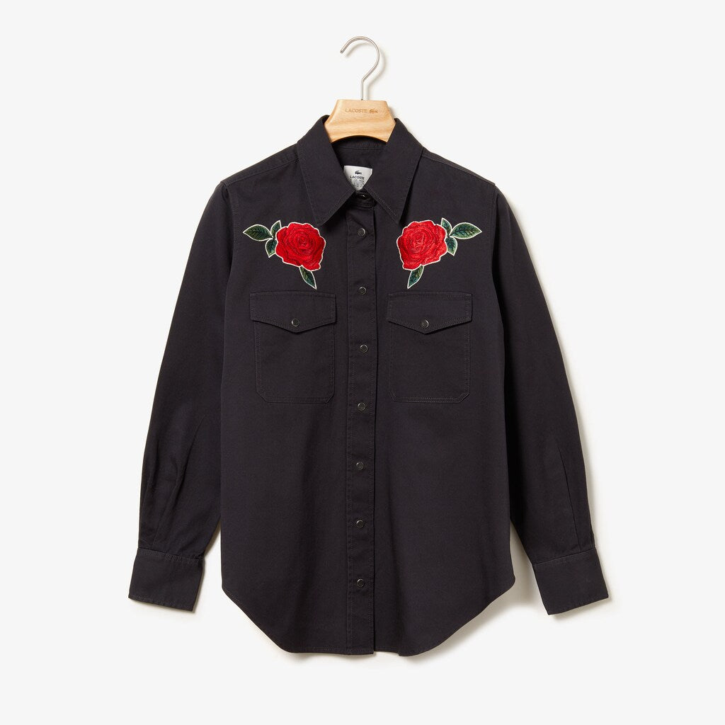 Women's LIVE Rose-Embroidered Cotton Shirt / Lacoste