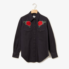 Women's LIVE Rose-Embroidered Cotton Shirt / Lacoste