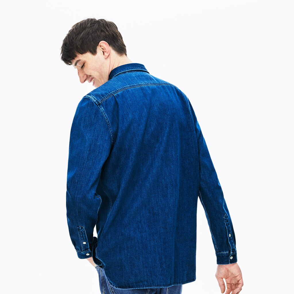 Men's Loose Fit Snap-Button Denim Shirt / Lacoste