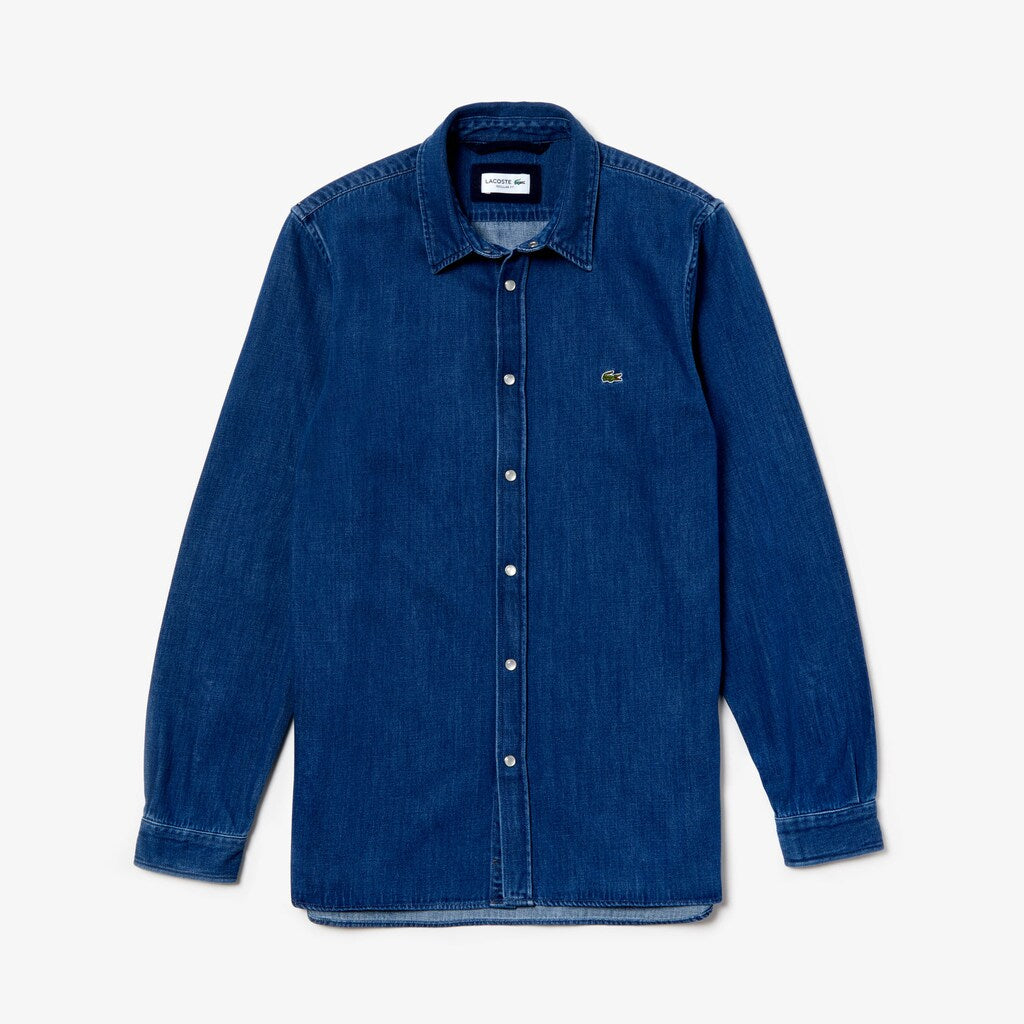 Men's Loose Fit Snap-Button Denim Shirt / Lacoste
