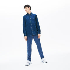 Men's Loose Fit Snap-Button Denim Shirt / Lacoste