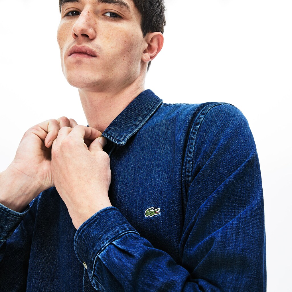 Men's Loose Fit Snap-Button Denim Shirt / Lacoste