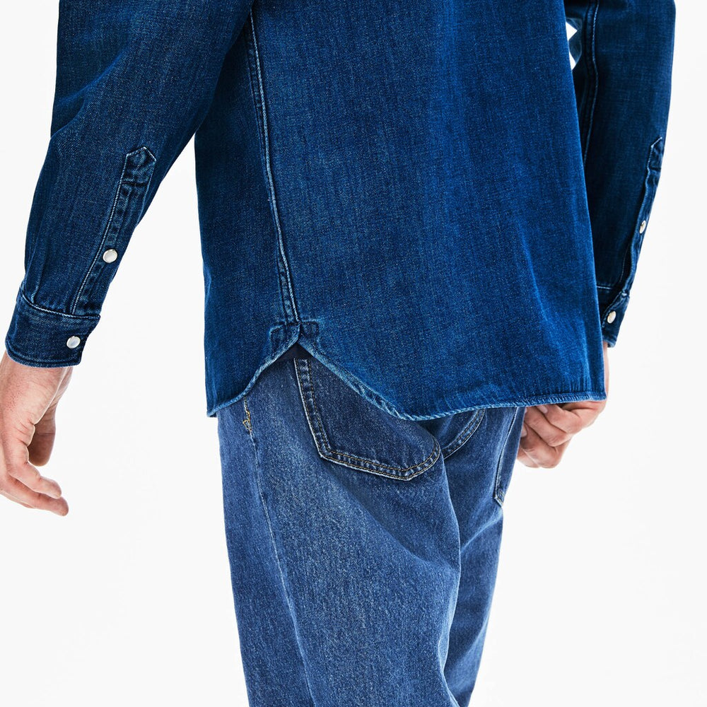 Men's Loose Fit Snap-Button Denim Shirt / Lacoste