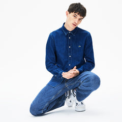 Men's Loose Fit Snap-Button Denim Shirt / Lacoste