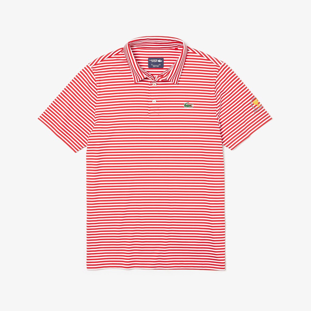 Men's Presidents Cup Pinstriped Breathable Jersey Golf Polo / Lacoste