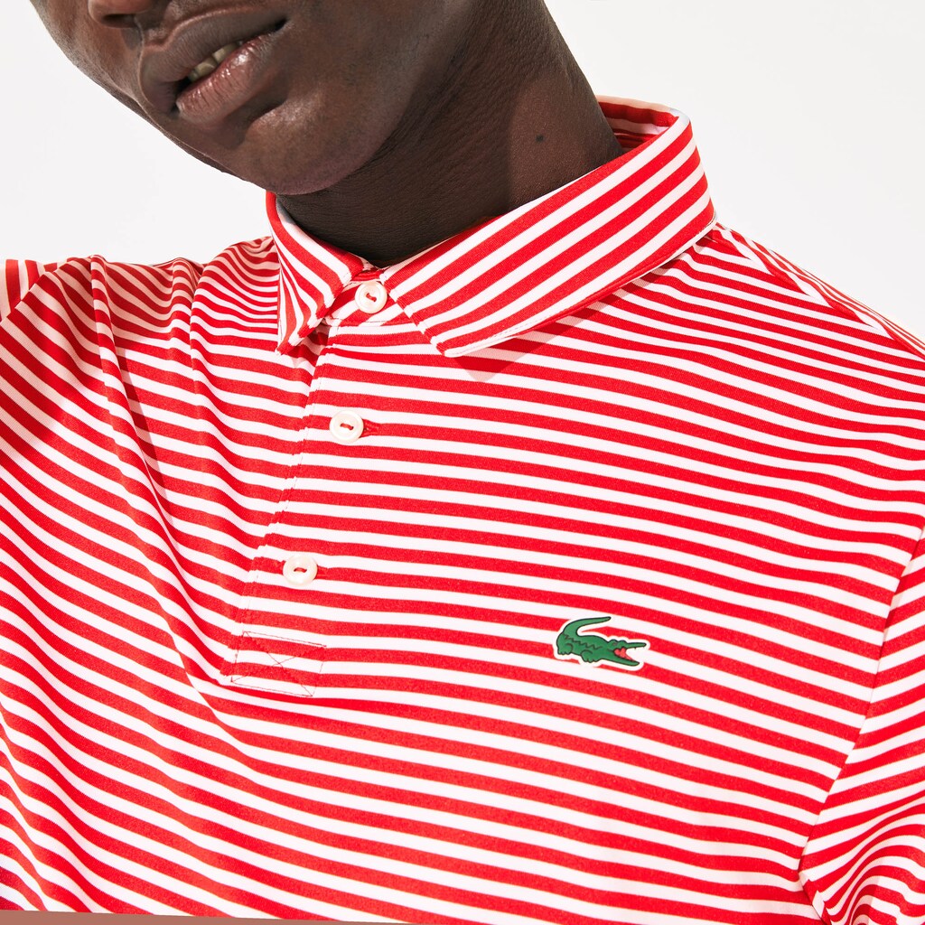 Men's Presidents Cup Pinstriped Breathable Jersey Golf Polo / Lacoste