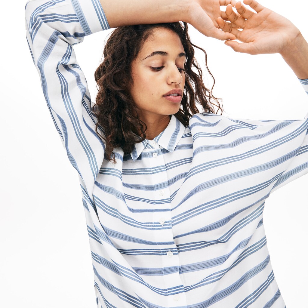 Women's Loose Fit Striped Lightweight Cotton Shirt / Lacoste