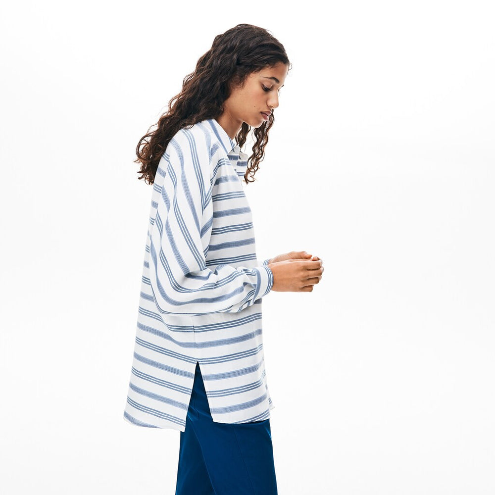 Women's Loose Fit Striped Lightweight Cotton Shirt / Lacoste