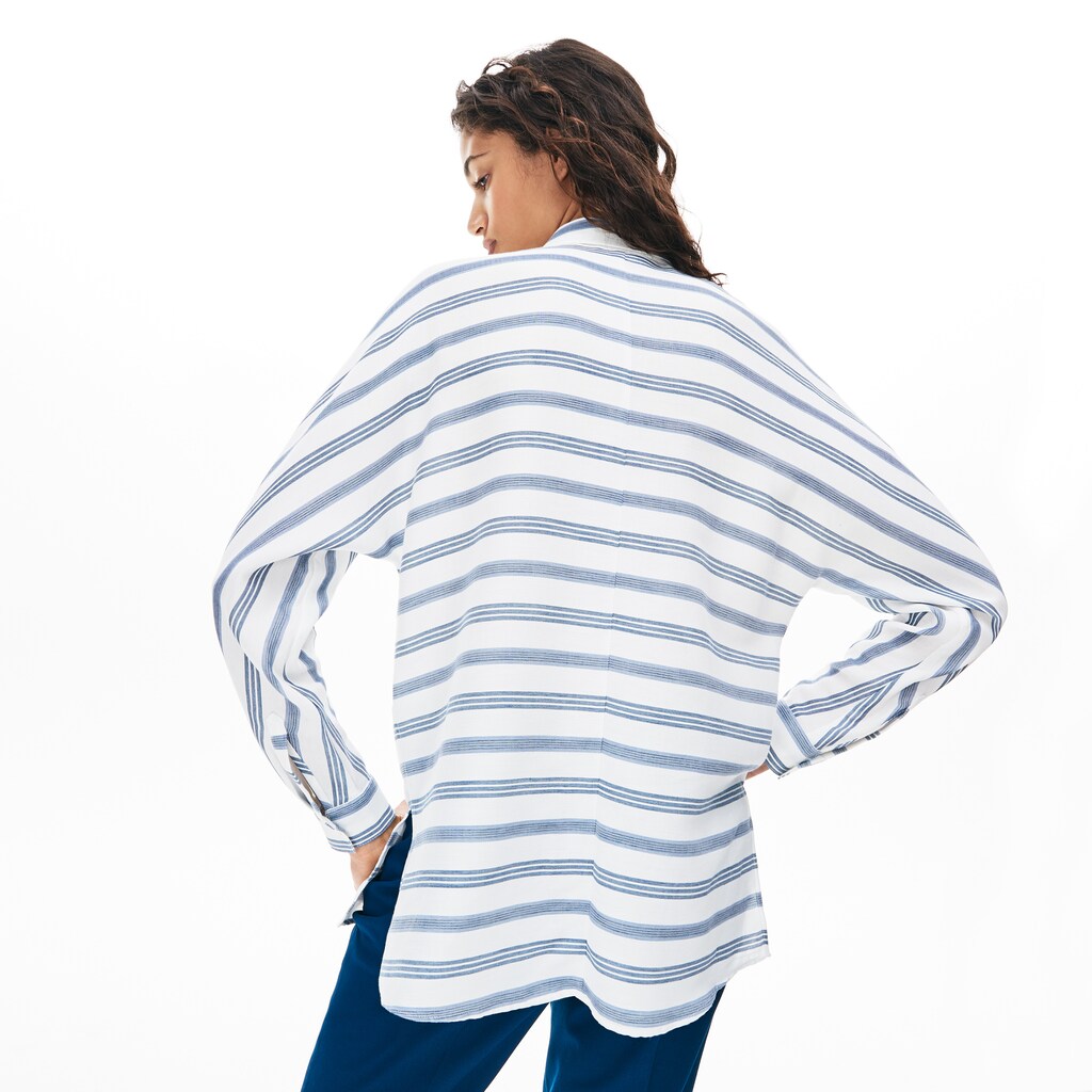 Women's Loose Fit Striped Lightweight Cotton Shirt / Lacoste