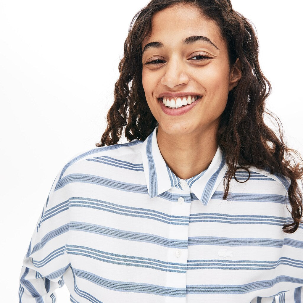 Women's Loose Fit Striped Lightweight Cotton Shirt / Lacoste