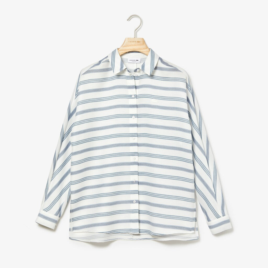 Women's Loose Fit Striped Lightweight Cotton Shirt / Lacoste