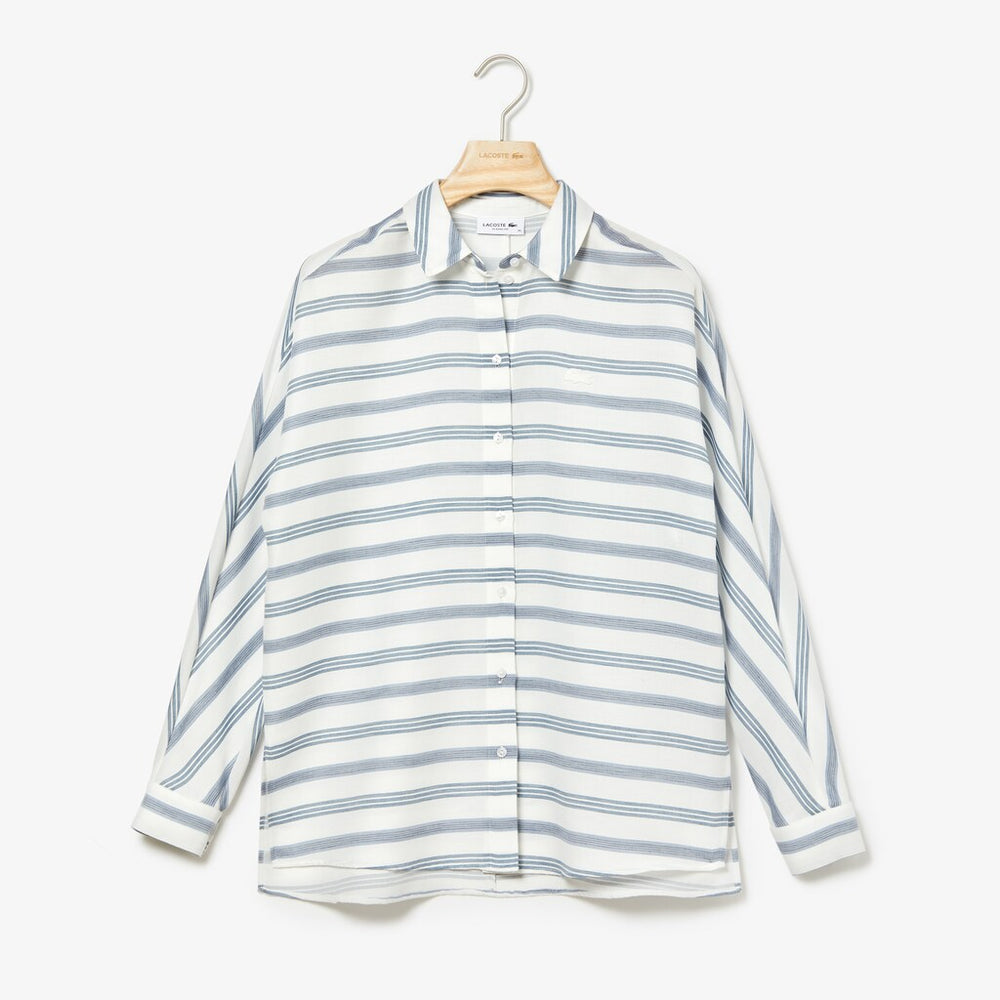 Women's Loose Fit Striped Lightweight Cotton Shirt / Lacoste