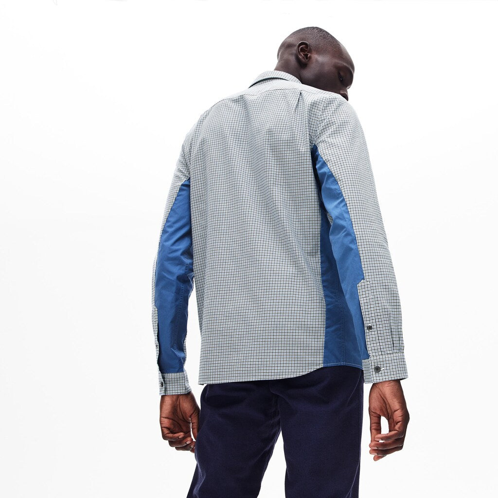 Men's Regular Fit Paneled Print-Blocked Cotton Shirt / Lacoste