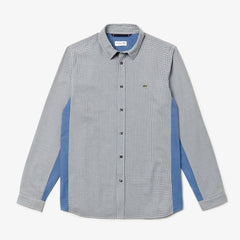 Men's Regular Fit Paneled Print-Blocked Cotton Shirt / Lacoste