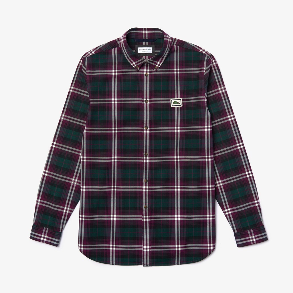 Men's Regular Fit Checkered Flannel Overshirt / Lacoste