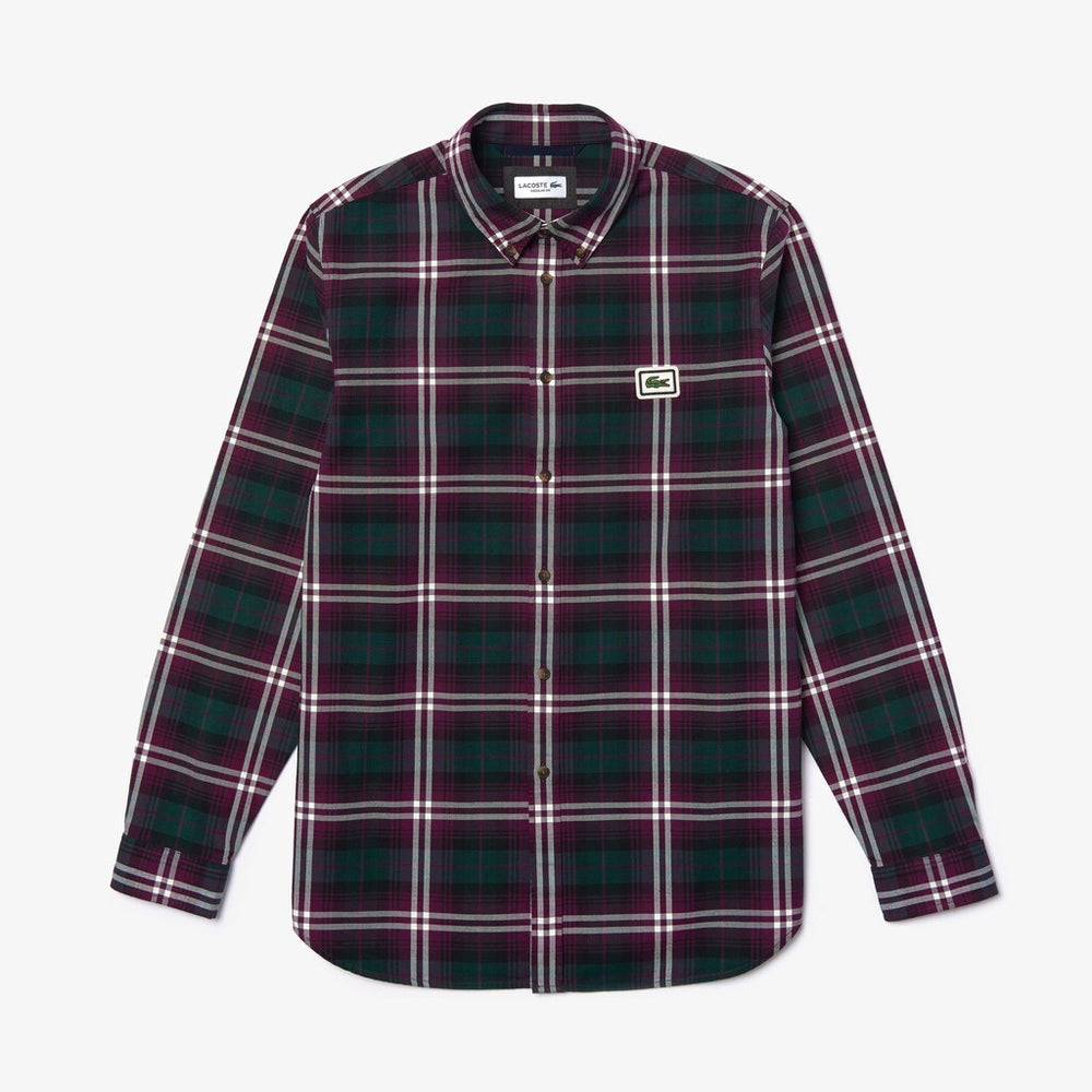 Men's Regular Fit Checkered Flannel Overshirt / Lacoste