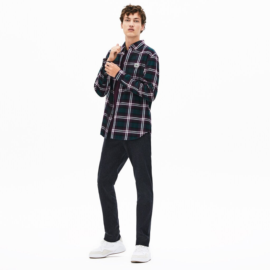 Men's Regular Fit Checkered Flannel Overshirt / Lacoste