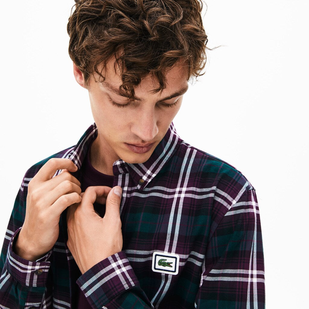 Men's Regular Fit Checkered Flannel Overshirt / Lacoste
