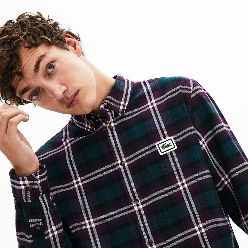 Men's Regular Fit Checkered Flannel Overshirt / Lacoste
