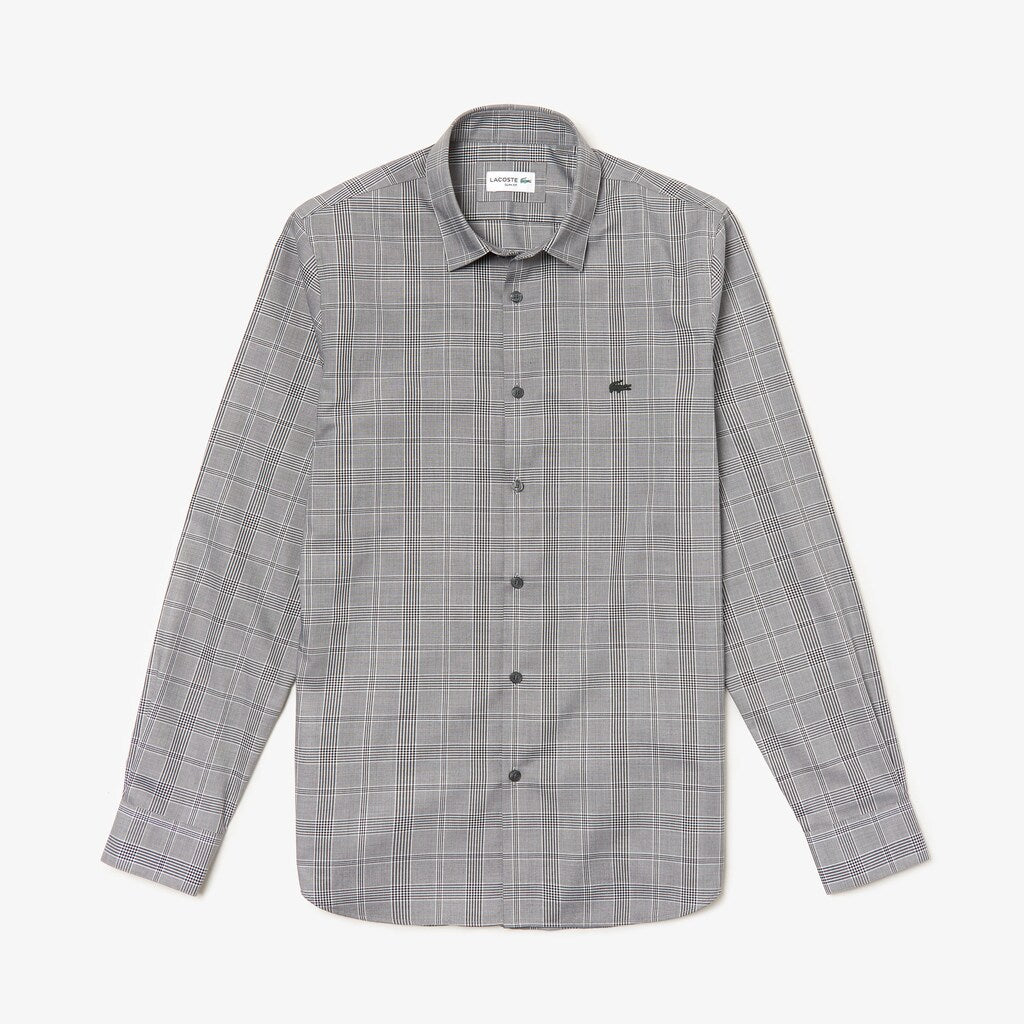 Men's Slim Fit Glen Plaid Cotton Shirt / Lacoste