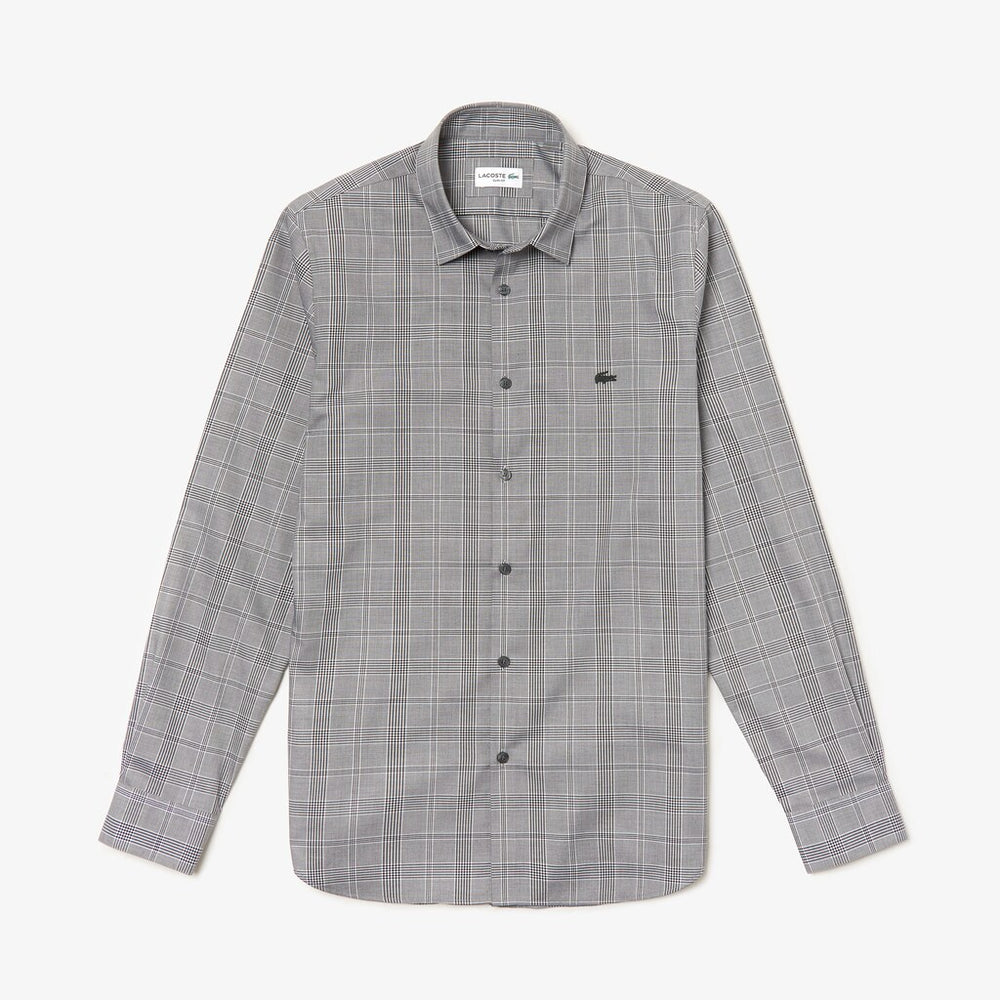 Men's Slim Fit Glen Plaid Cotton Shirt / Lacoste