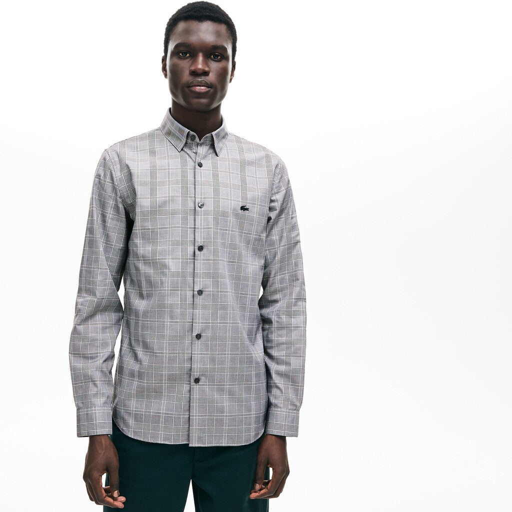 Men's Slim Fit Glen Plaid Cotton Shirt / Lacoste