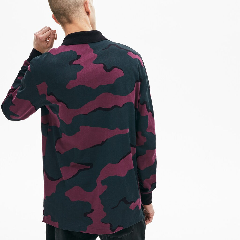 Men's LIVE Loose Fit Camo Cotton Polo Shirt / Lacoste