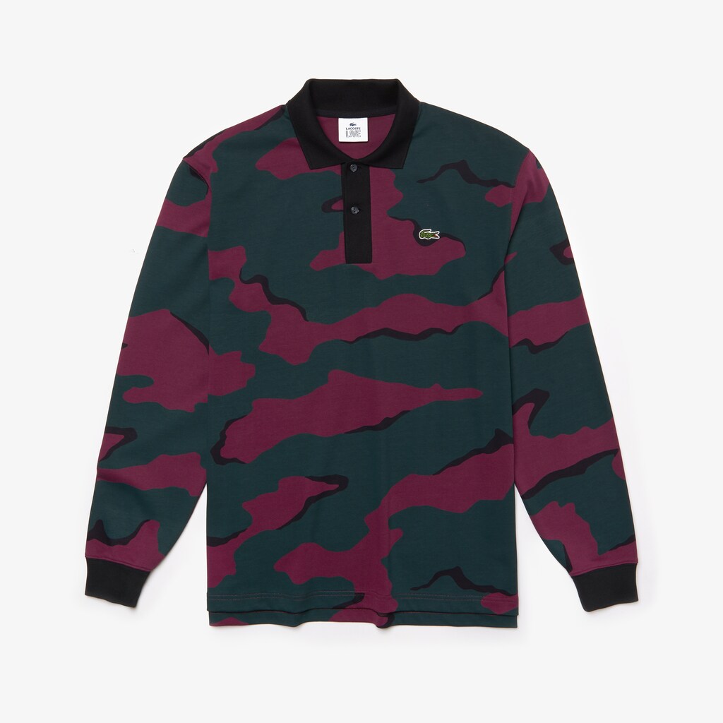 Men's LIVE Loose Fit Camo Cotton Polo Shirt / Lacoste