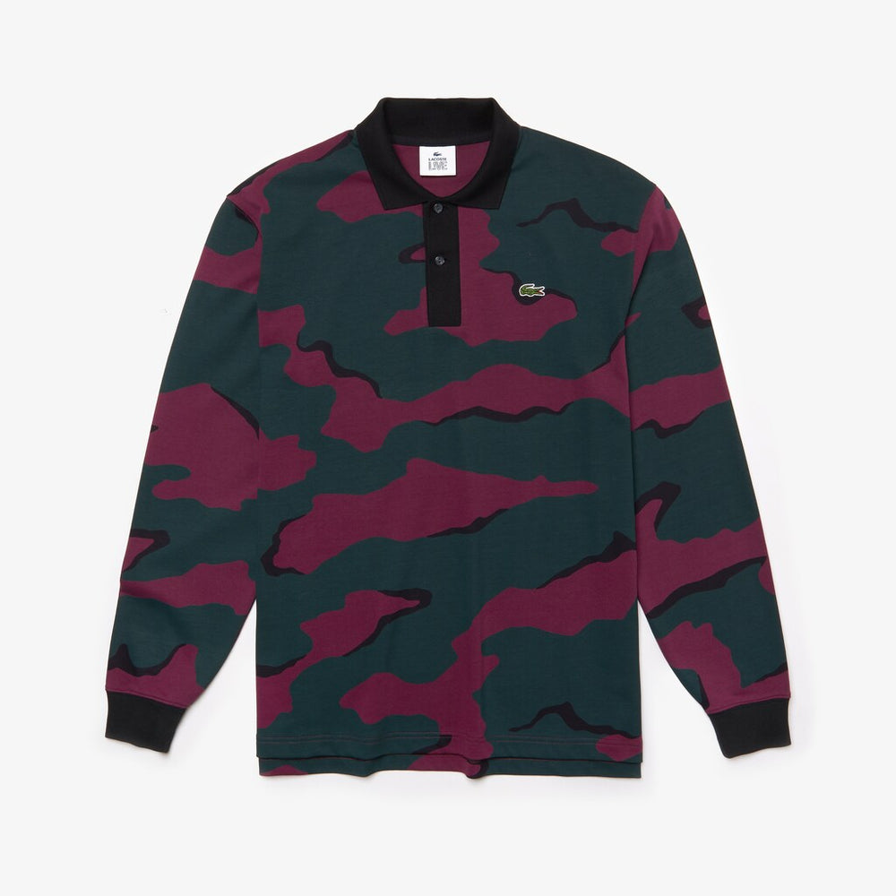 Men's LIVE Loose Fit Camo Cotton Polo Shirt / Lacoste
