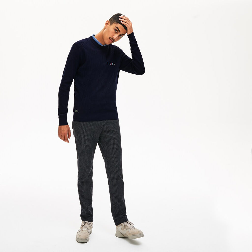 Men's Crewneck Embroidered Cotton Blend Sweater / Lacoste