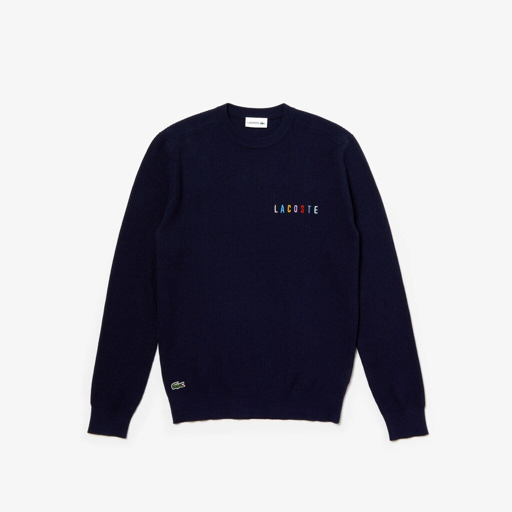 Men's Crewneck Embroidered Cotton Blend Sweater / Lacoste