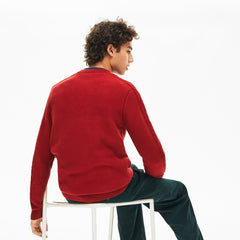 Men's Crewneck Quilted-Sleeve Cotton Piqué Sweater / Lacoste