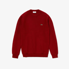 Men's Crewneck Quilted-Sleeve Cotton Piqué Sweater / Lacoste