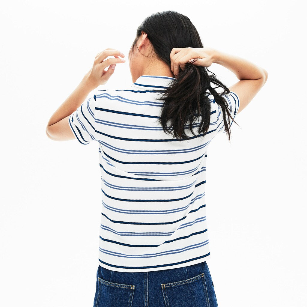 Women's Slim Fit Striped Stretch Piqué Polo Shirt / Lacoste