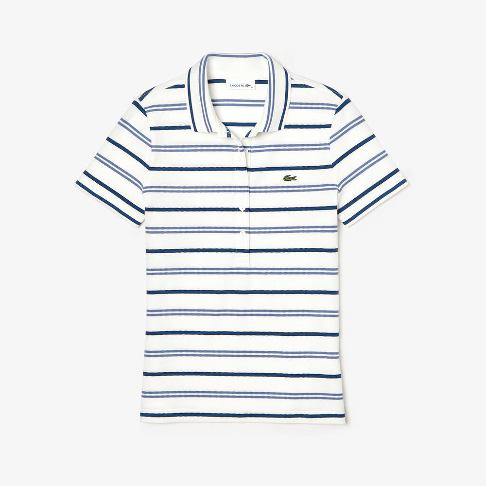 Women's Slim Fit Striped Stretch Piqué Polo Shirt / Lacoste