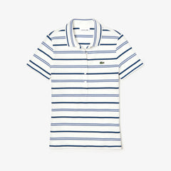 Women's Slim Fit Striped Stretch Piqué Polo Shirt / Lacoste