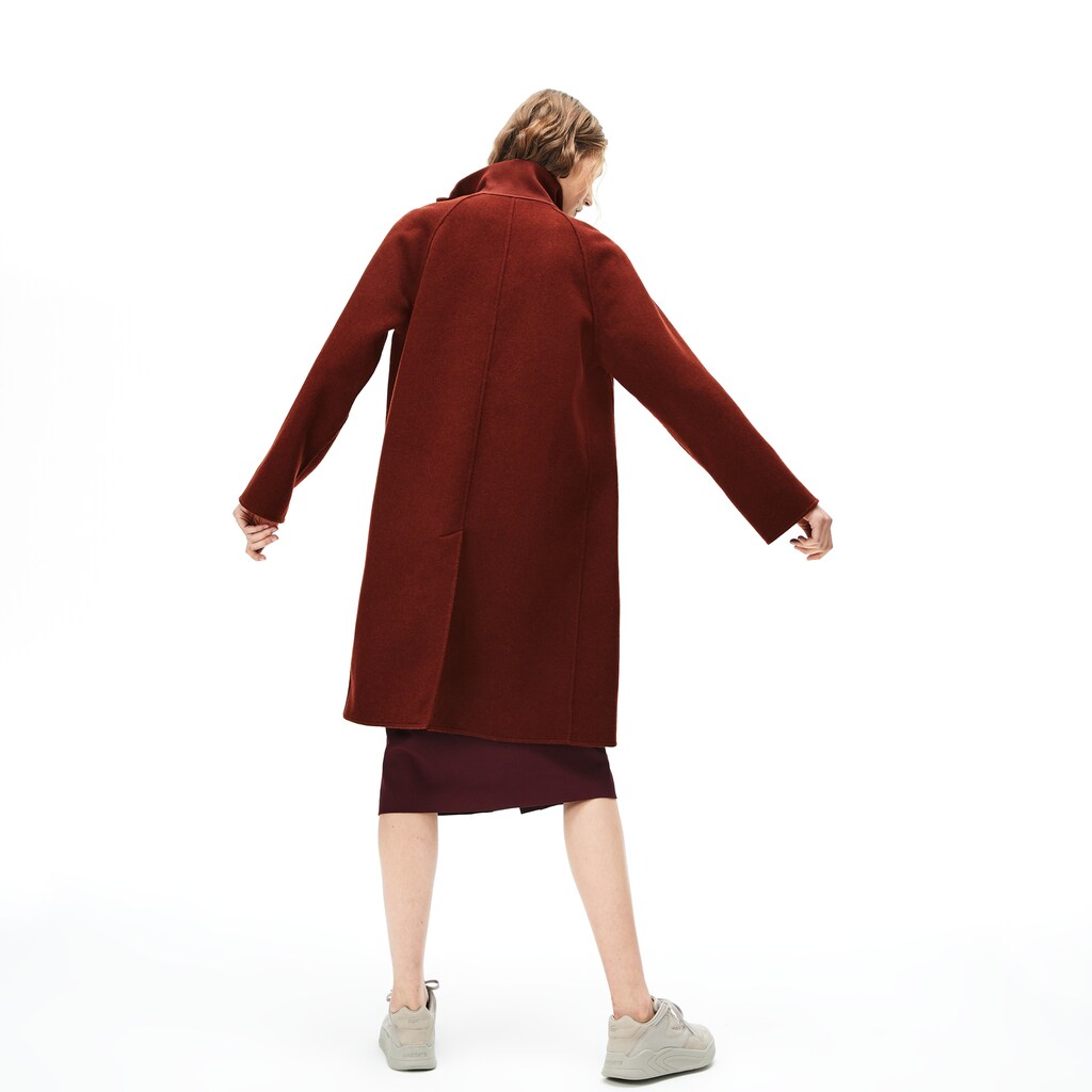 Women's Standup Collar Wool-Blend Zip Coat / Lacoste