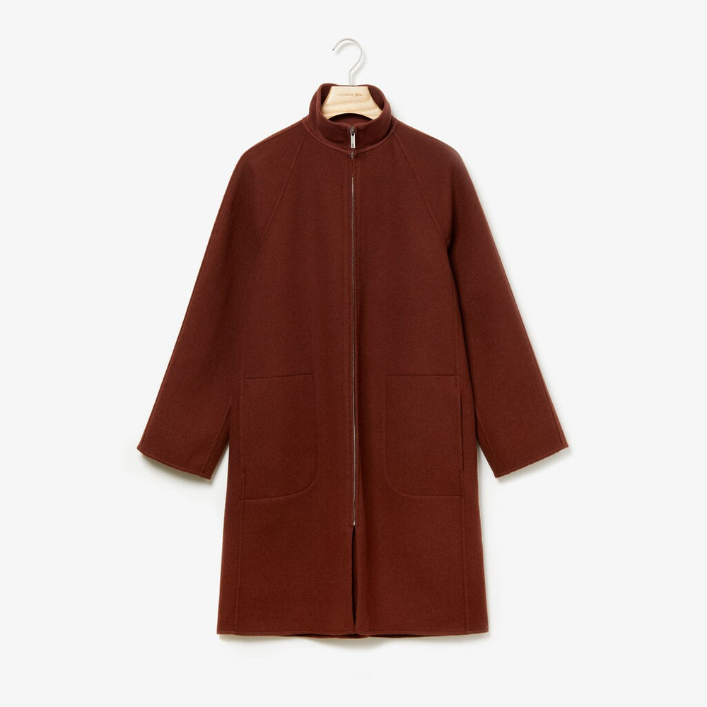 Women's Standup Collar Wool-Blend Zip Coat / Lacoste