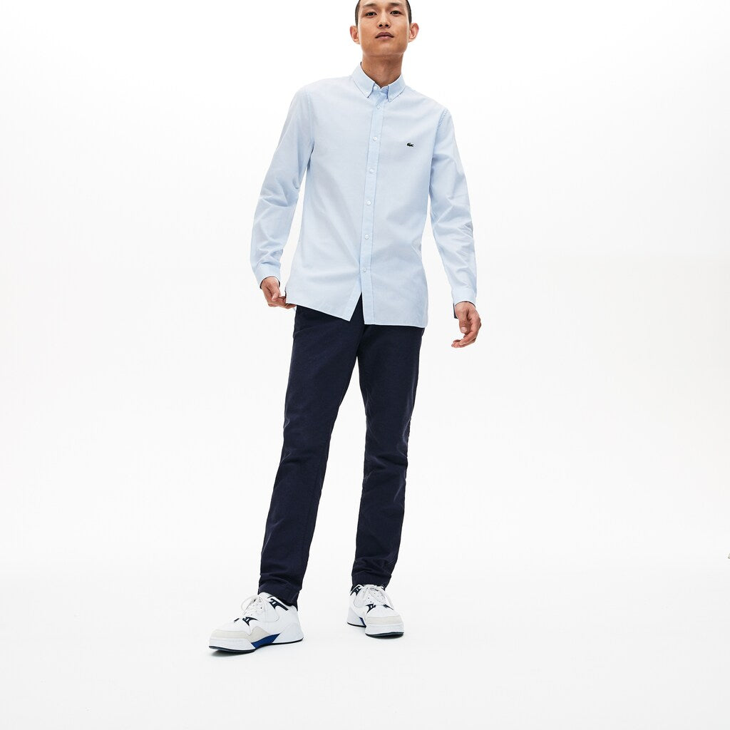 Men's Slim Fit Polka Dot Cotton Poplin Shirt / Lacoste