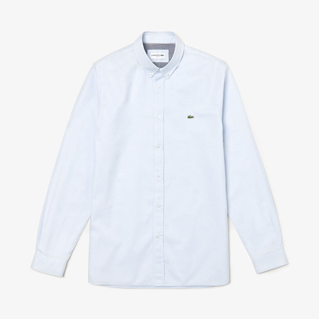 Men's Slim Fit Polka Dot Cotton Poplin Shirt / Lacoste
